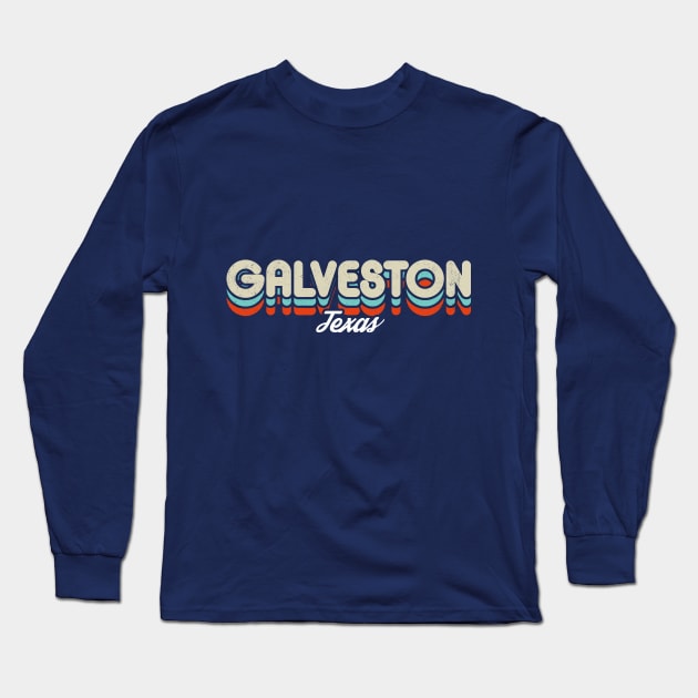 Retro Galveston Texas Long Sleeve T-Shirt by rojakdesigns